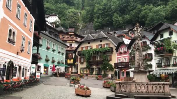 Acogedor Pequeño Cuento Hadas Misteriosas Casas Coloridas Villa Austria Pueblo — Vídeos de Stock