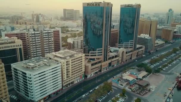 Incredibile Moderna Architettura Grattacielo Centro Dubai Emirato Lapse Aerea Drone — Video Stock