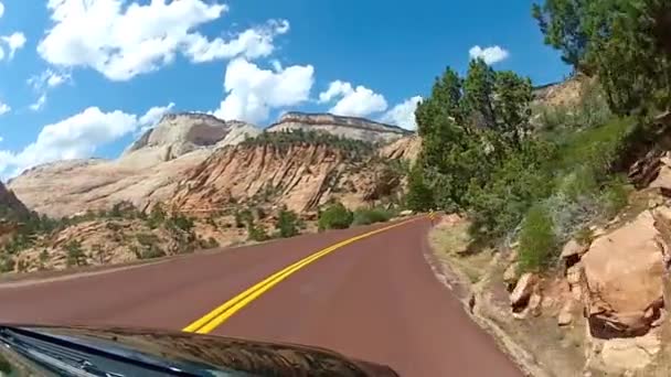 Maravilhoso Carro Primeira Pessoa Monte Pov Tiro Estrada Asfalto Rural — Vídeo de Stock