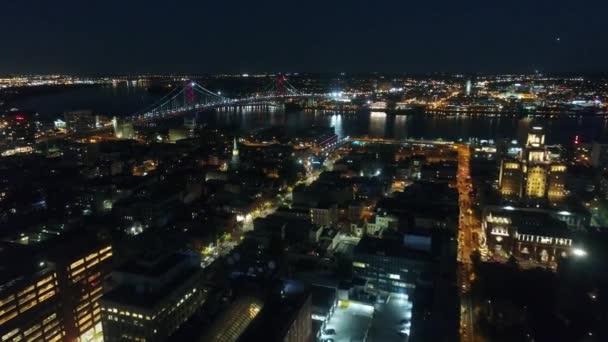 Impressionante Aerea Drone Panorama Cavalcavia Moderna Philadelphia Città Centro Buio — Video Stock