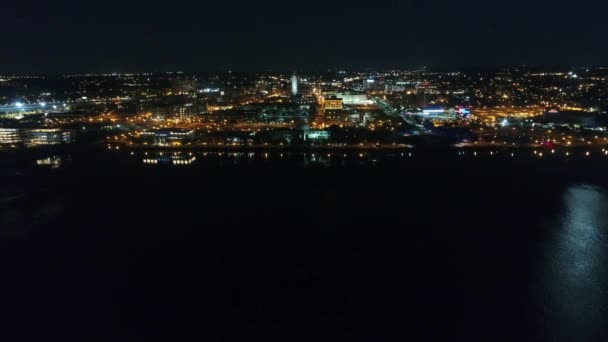 Incrível Panorama Drones Aéreos Grande Metrópole Moderna Filadélfia Iluminação Luz — Vídeo de Stock