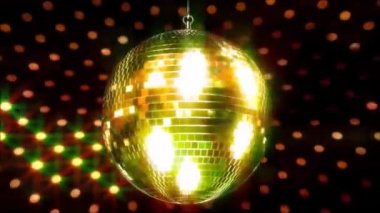 Etkileyici renkli, ışıl ışıl tavanlı parti kulübü funky disko topu yanıp sönen parlak lamba döngü animasyonunda dönüyor.