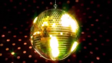 Mükemmel renkli, ışıl ışıl tavanlı parti kulübü funky disko topu yanıp sönen parlak lamba döngü içinde dönüyor.