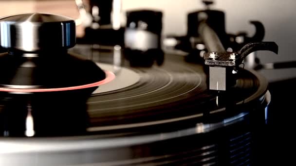 Velkolepý Detailní Zblízka Smyčka Pohled Vintage Retro Vinyl Album Černá — Stock video