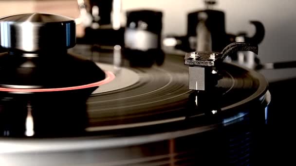 Vintage Retro Vinil Albüm Siyah Eski Disk Gramofon Döner Tablonun — Stok video
