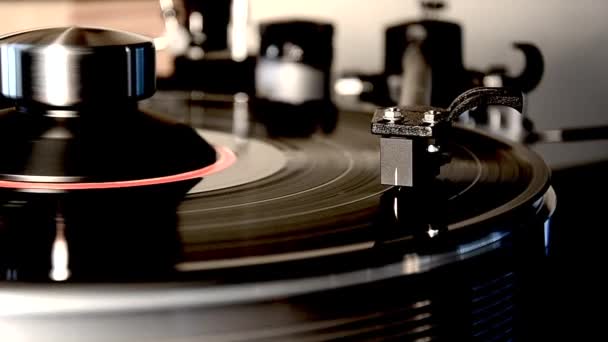 Eski Model Vinil Albüm Siyah Plak Çalar Pipi Gramofon Döner — Stok video