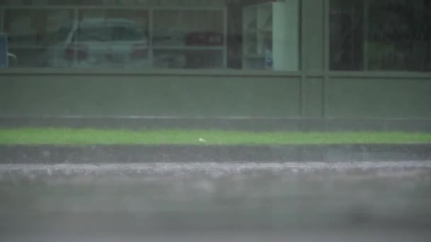 Erstaunlich Schöne Niedrige Winkel Befriedigende Zeitlupe Blick Auf Regentropfen Fallen — Stockvideo