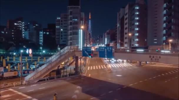 Increíble Vista Aérea Lapso Tiempo Tráfico Ocupado Carretera Urbana Luz — Vídeo de stock