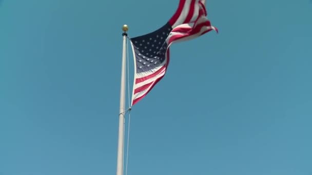 Ongelooflijk Nationaal Symbool Amerikaanse Vlag Ster Streep Banner Zwaaien Paal — Stockvideo