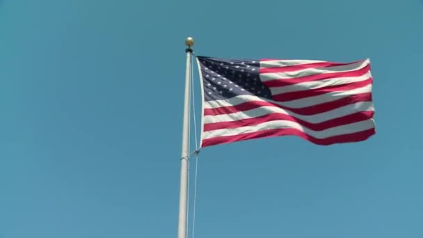 Verbazingwekkend Nationaal Symbool Amerikaanse Vlag Ster Streep Banner Zwaaien Paal — Stockvideo