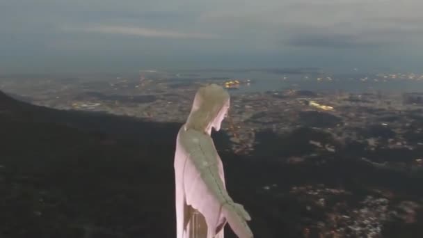 Prachtig Uitzicht Cristo Redentor Christ Redeemer Standbeeld Monument Berg Rio — Stockvideo