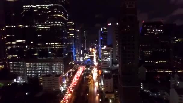 Iluminação Luz Cidade Grande Brilhante Centro Financeiro Bangkok Moderna Tailândia — Vídeo de Stock