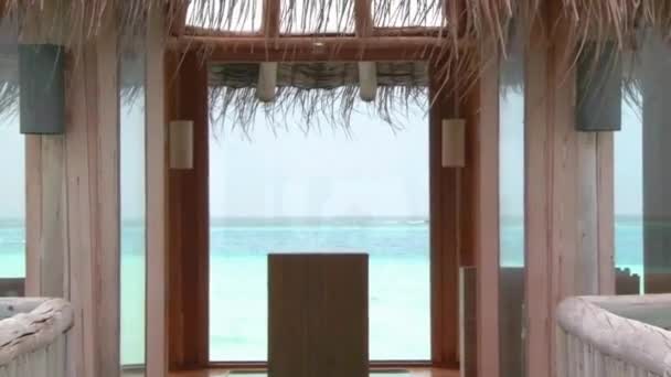 Stunning View Luxury Resort Bungalow Apartment Window Turquoise Ocean Water — Stock Video