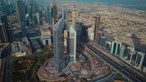 Fascinerende Luchtfoto Drone Panorama Vlucht Moderne Architectuur Dubai Centrum Skyline — Stockvideo