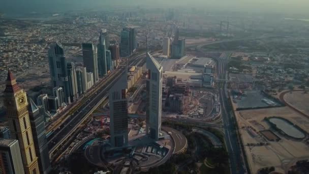 Emiratos Árabes Unidos Dubai Centro Ciudad Moderna Rascacielos Urbanos Famosa — Vídeo de stock