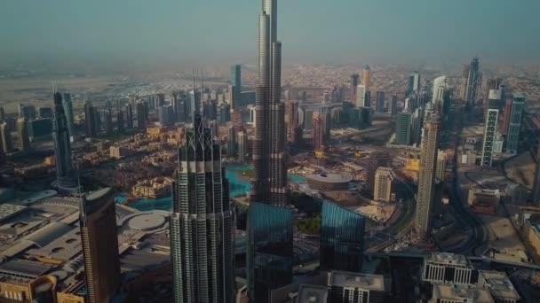 Oblíbená Turistická Destinace Dubaj Centrum Velkoměsta Moderní Futuristická Architektura Letecké — Stock video