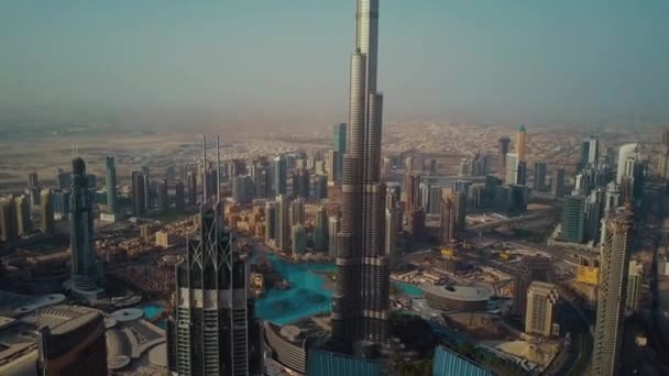 Famoso Destino Turístico Dubai Centro Ciudad Grande Moderna Arquitectura Futurista — Vídeo de stock