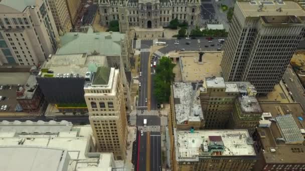 Philadelphia Nagyváros Belvárosában Modern Városi Épület Építészet Városkép Hihetetlen Légi — Stock videók