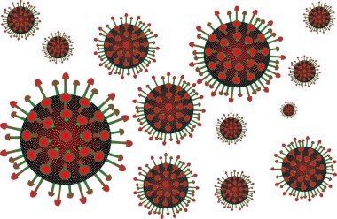 Gerçekçi 3d vektörü çizimi. Salgın, hastalık. Yüzen Çin patojen solunum gribi covid virüs hücreleri