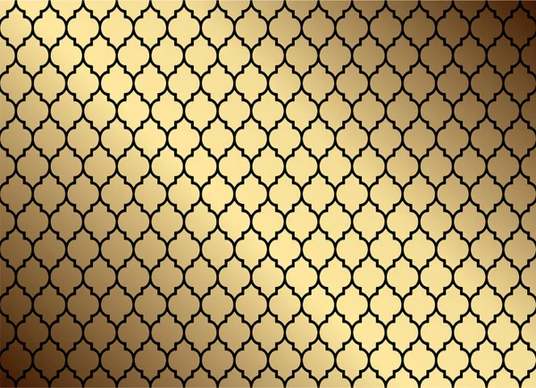 摩洛哥无缝图案 传统的金黄色和黑色苔藓图案 线形矢量图形设计 — 图库矢量图片