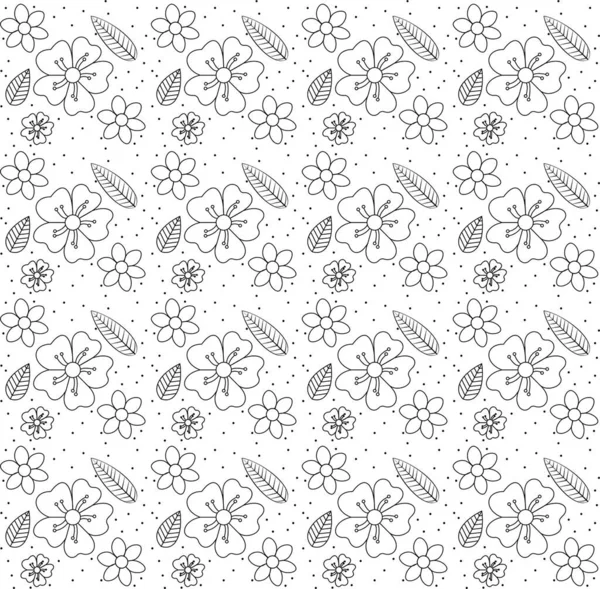 Fond Motif Fleur Sans Couture Avec Illustration Vectorielle Dessinée Main — Image vectorielle