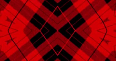 hareket arkaplan video döngüsü. Kaleydoskopik hareket efektlerinde kırmızı ve siyah tartan çizgileri stili grafik deseni.