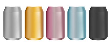 Vector - Boş vektör alüminyum kutusu, bira, bira, alkol, meşrubat, soda, limonata, kola, enerji içeceği, meyve suyu, su vs..
