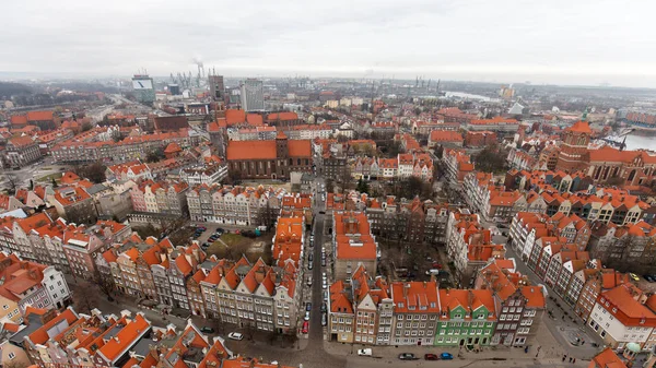 Luchtfoto op het cneter van de stad van Gdansk, Polen — Stockfoto