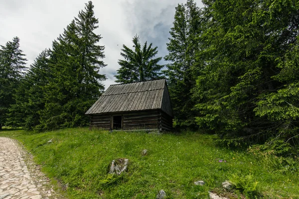 Traditionella trä koja i Tatrabergen på Dolina Chocholowska — Stockfoto