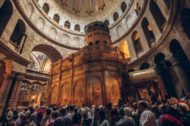 Piligrims Jerusalem, İsrail - Kasım 2017 Kutsal Kabir Kilisesi