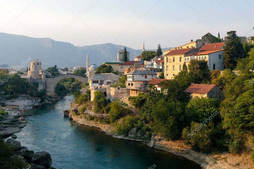 View of Mostar bridge in Bosnia and Herzegovina