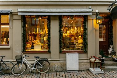 Pencere vintage Noel Shop Gothenburg, İsveç