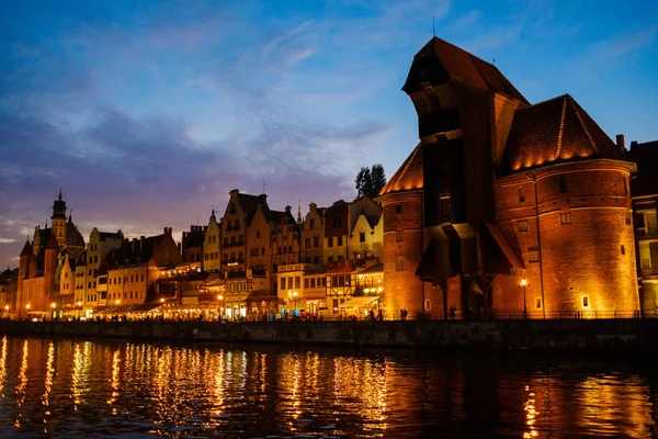 Luces Nocturnas Del Centro Histórico Gdansk Polonia —  Fotos de Stock