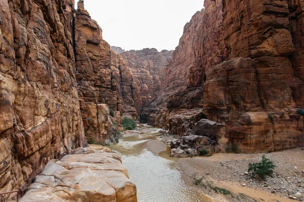 Ingresso Della Riserva Wadi Mujib Del Canyon Giordania Inverno — Foto Stock