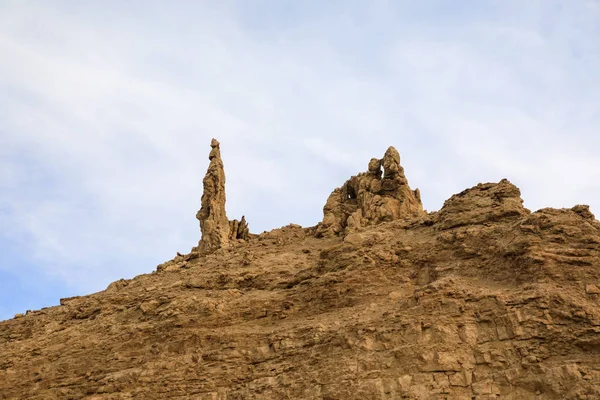Lots Fru Berömd Sandsten Pelare Vid Döda Havet Jordanien — Stockfoto