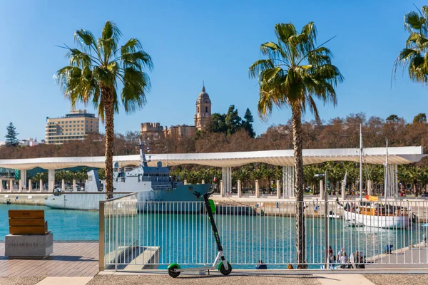 Malaga Spanya Şubat 2019 Lime Elektrikli Scooter Limana Park Edildi — Stok fotoğraf