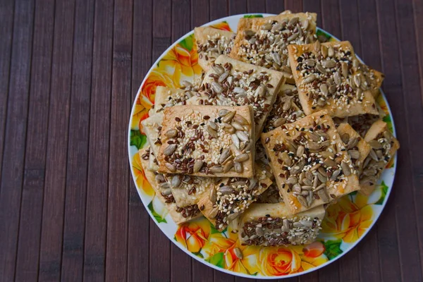 Sweet baking cookies with seeds and sesame seeds