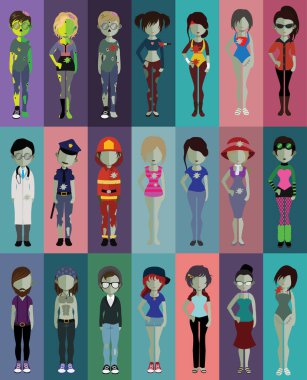 çeşitli insanlar düz simgeler kümesi