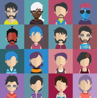 çeşitli insanlar düz simgeler kümesi
