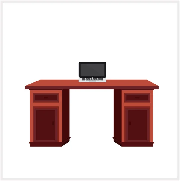 Office desk furniture with computer — Stock Vector