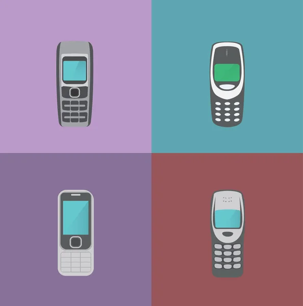 Set of old mobile phones — Stock Vector