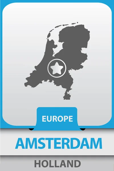 Amsterdam city map silhouette — Stock Vector