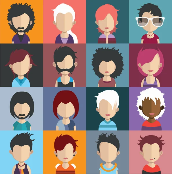 Conjunto de varias personas iconos planos — Vector de stock