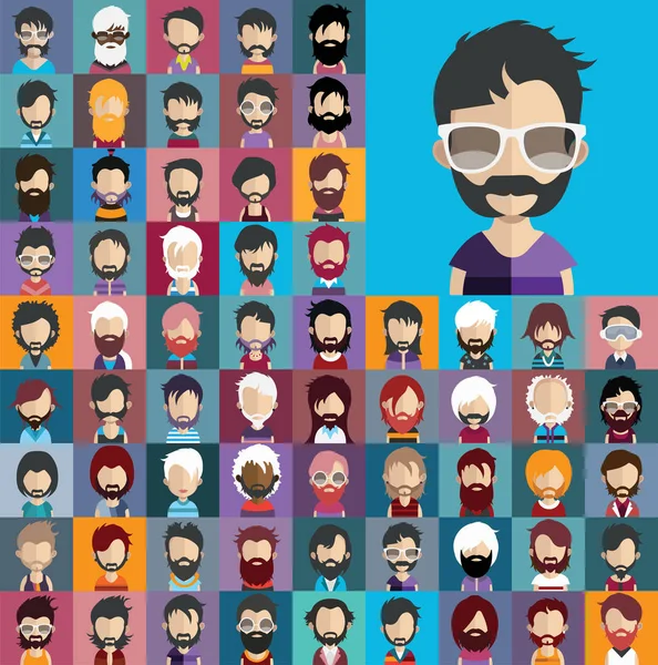 Set di personaggi maschili avatar — Vettoriale Stock