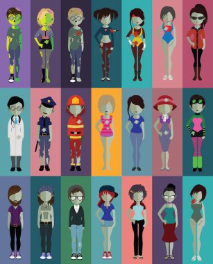 Cadılar Bayramı için çeşitli zombi karakter kümesi