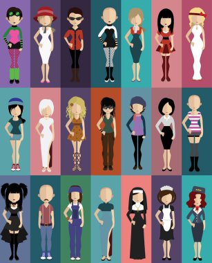 çeşitli insanlar düz simgeler kümesi