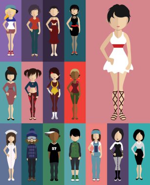 çeşitli insanlar düz simgeler kümesi