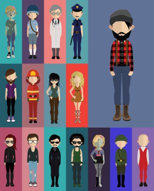 çeşitli insanlar düz simgeler kümesi