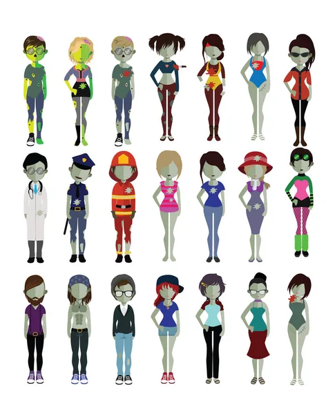 Cadılar Bayramı için çeşitli zombi karakter kümesi