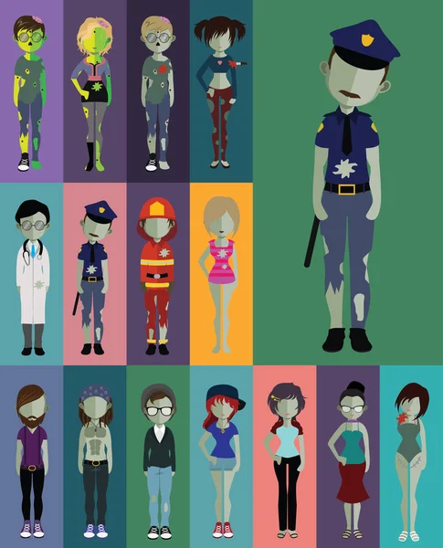 Cadılar Bayramı için çeşitli zombi karakter kümesi